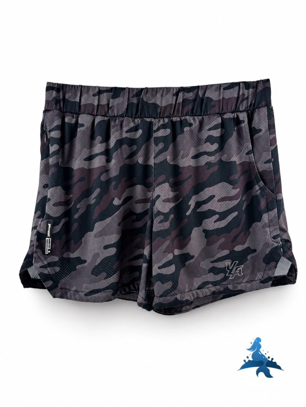 1343 YoungLA Model 105 Athletic Shorts – Size L – Black & Purple Camo